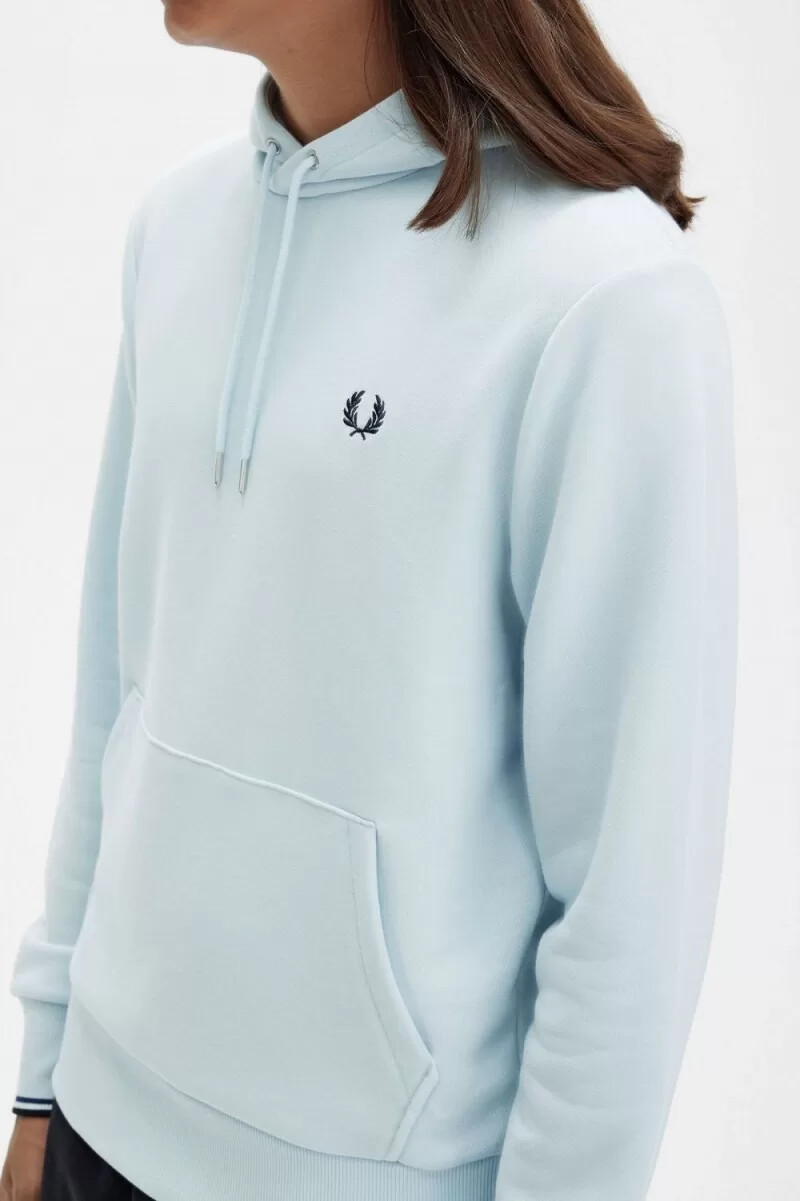 sudadera con capucha y ribete de fred perry para hombre en color aguamarina claro