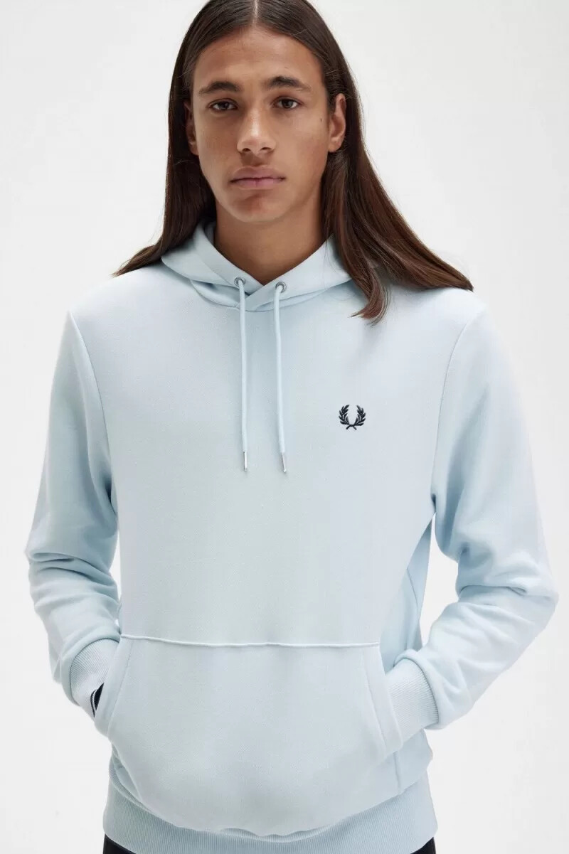 sudadera con capucha y ribete de fred perry para hombre en color aguamarina claro