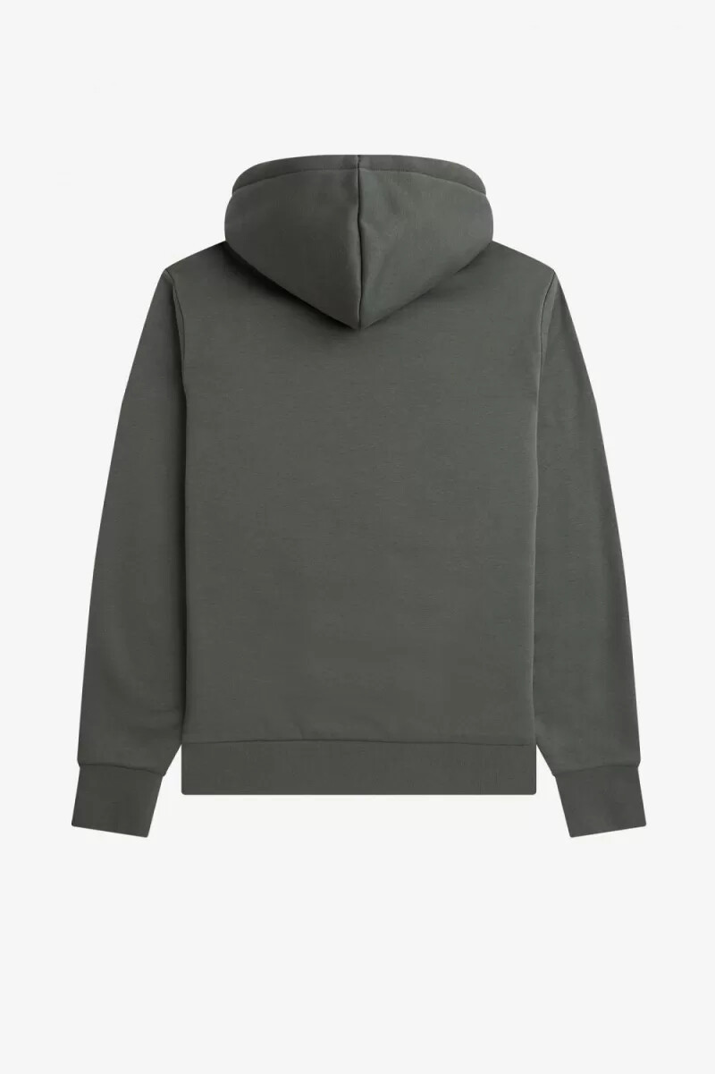 sudadera con capucha y diseño de corona de laurel de fred perry para hombre color verde campo