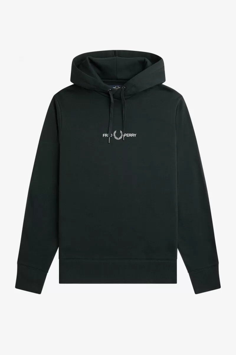 sudadera con capucha bordada fred perry para hombre en verde noche