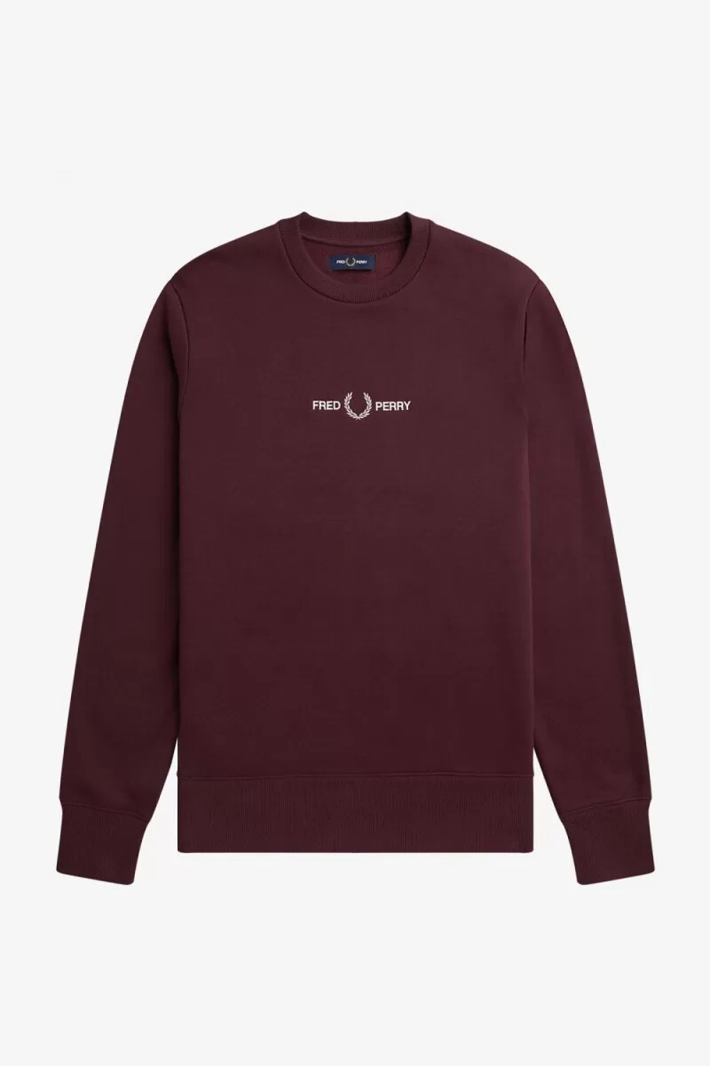 sudadera fred perry bordada para hombre color sangre de buey