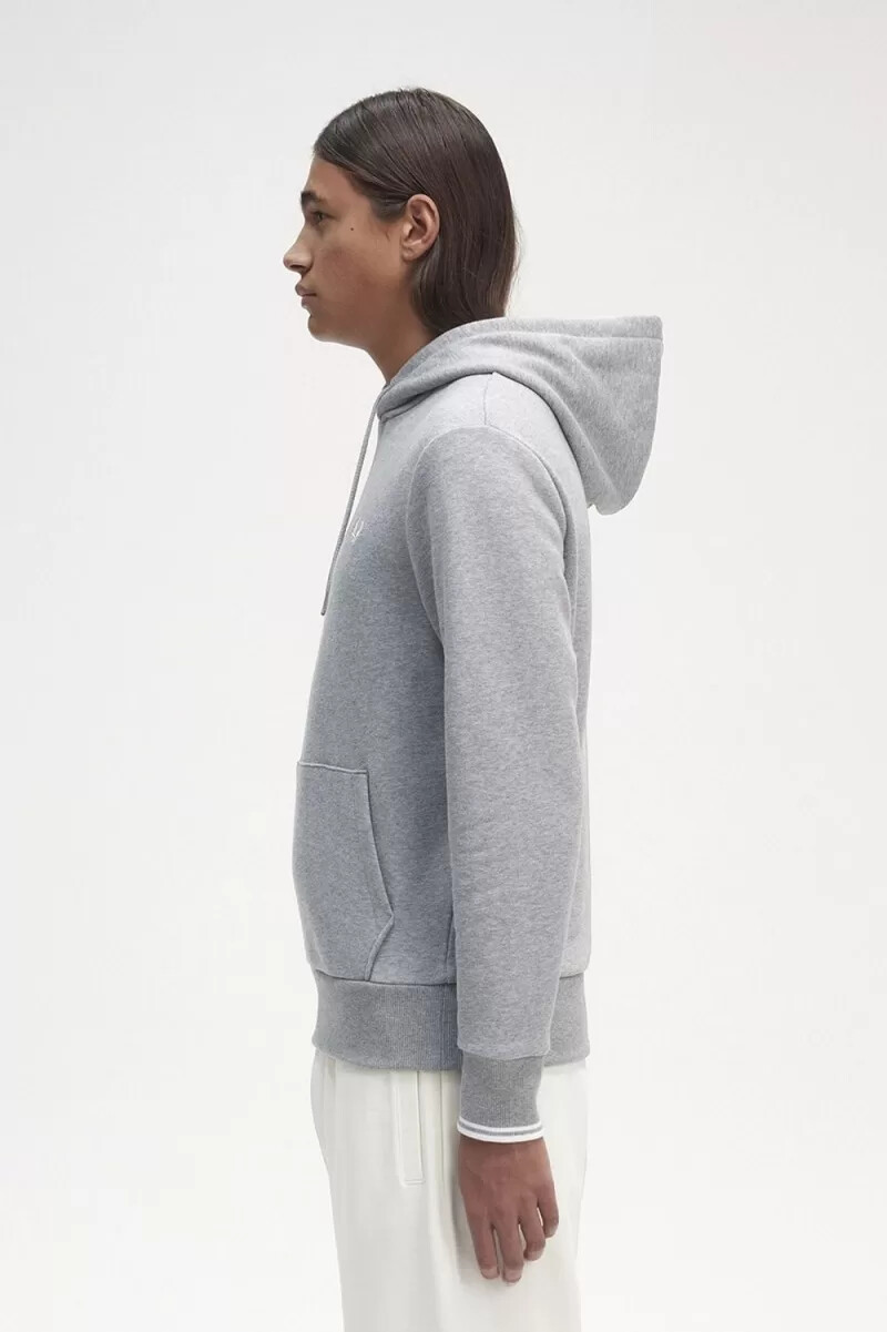 sudadera con capucha y ribete de fred perry para hombre color gris