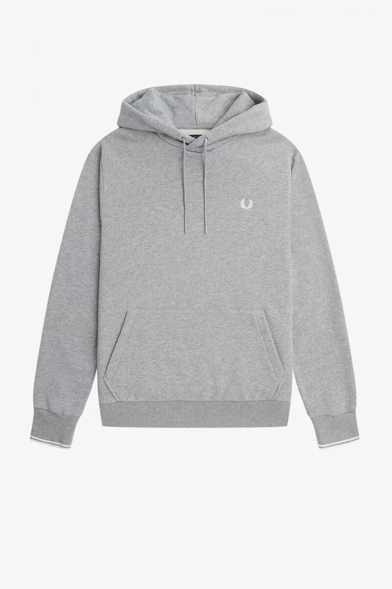sudadera con capucha y ribete de fred perry para hombre color gris