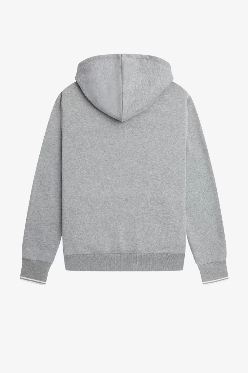 sudadera con capucha y ribete de fred perry para hombre color gris