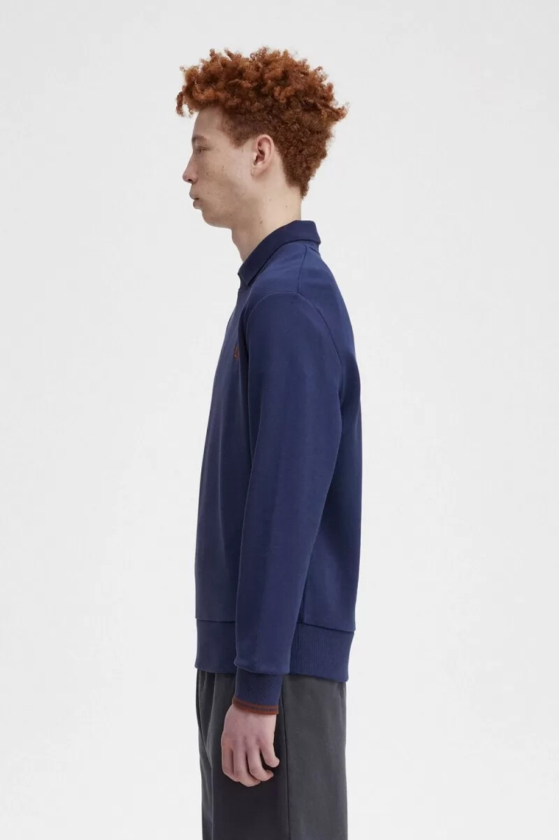 sudadera fred perry de cuello redondo para hombre color azul marino francés y marrón whisky