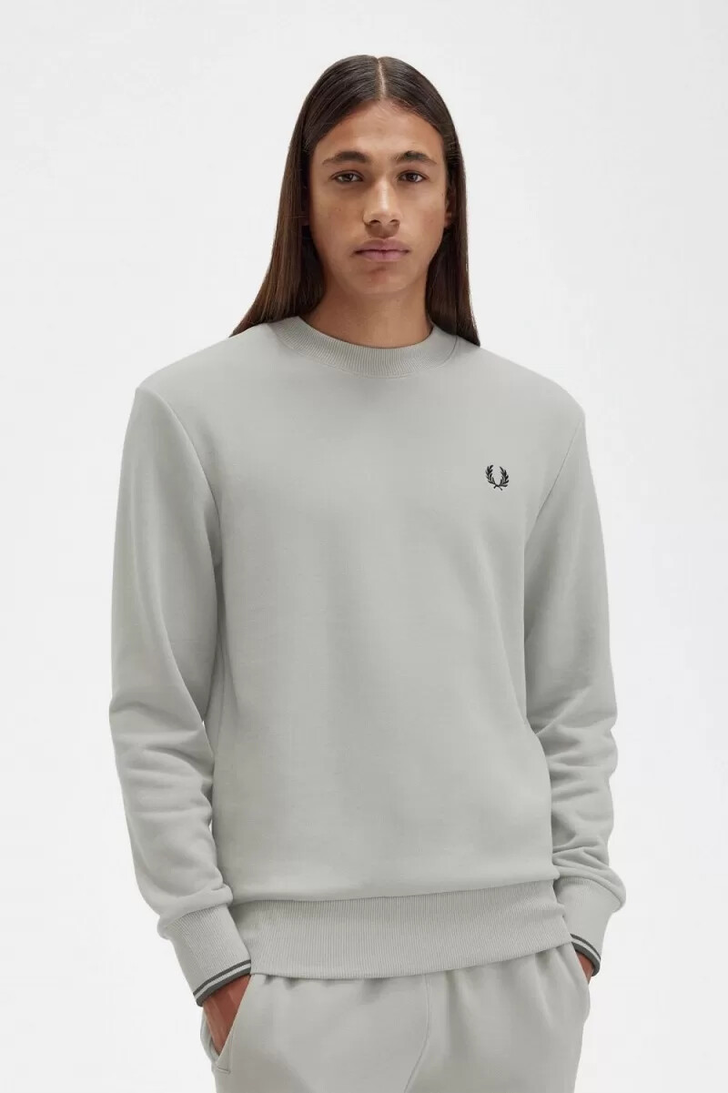 sudadera fred perry con cuello redondo para hombre en gris