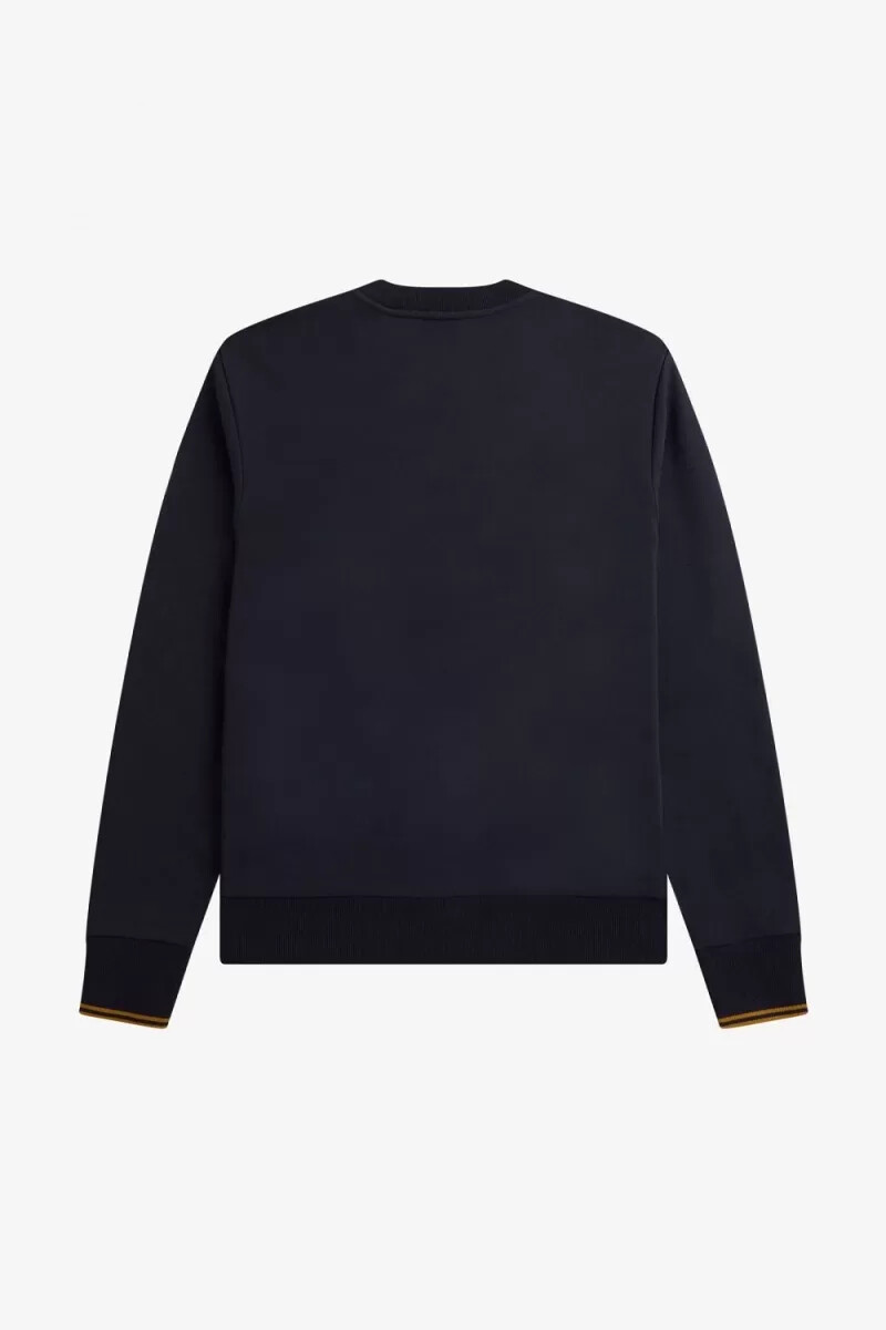 sudadera fred perry de cuello redondo para hombre color azul marino y café oscuro