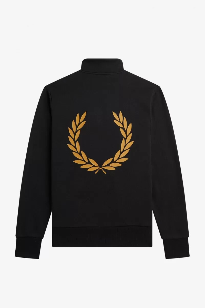 sudadera fred perry con doble gráfico y media cremallera para hombre color negro