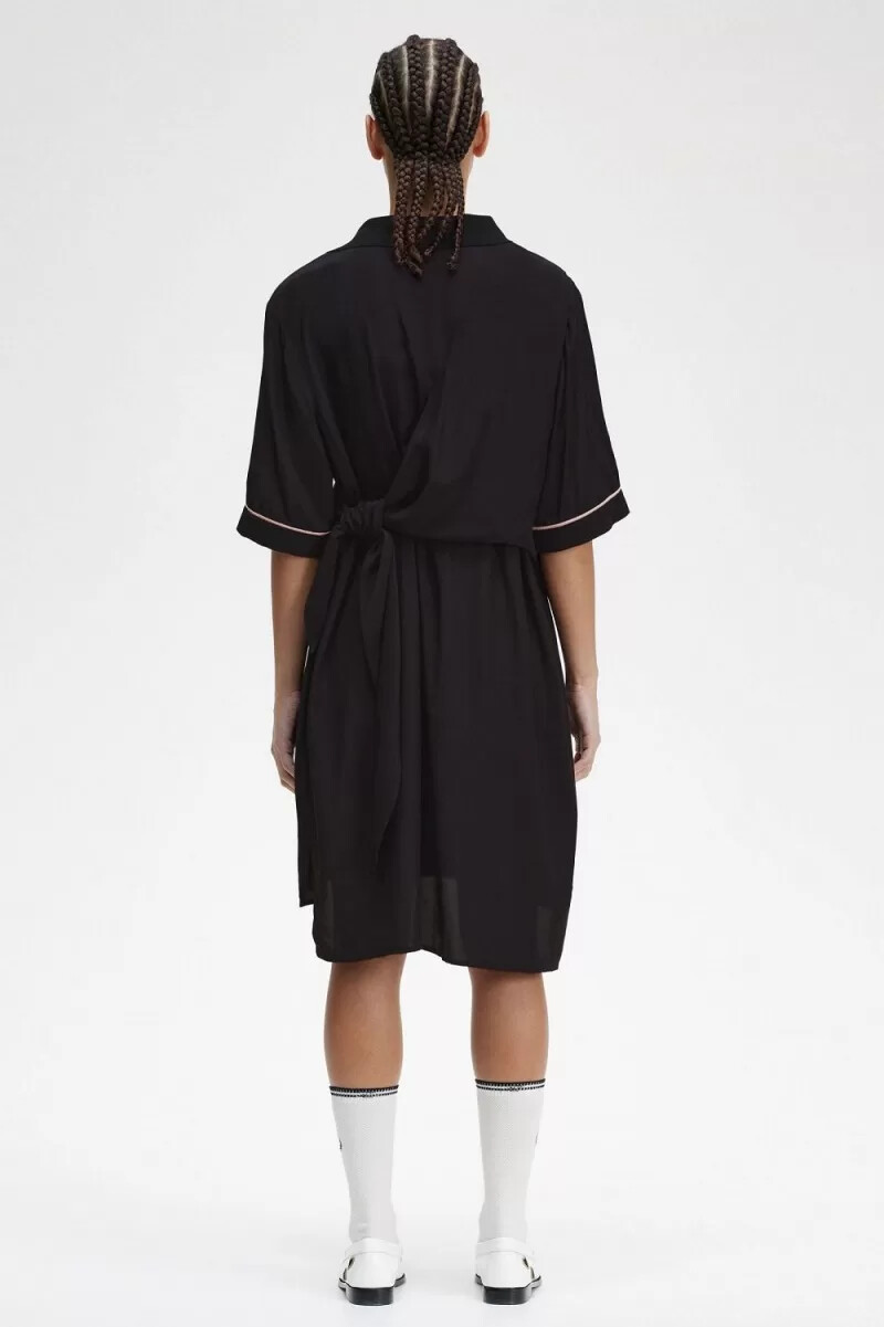 camisa de bolos fred perry para mujer color negro