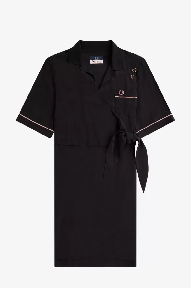 camisa de bolos fred perry para mujer color negro