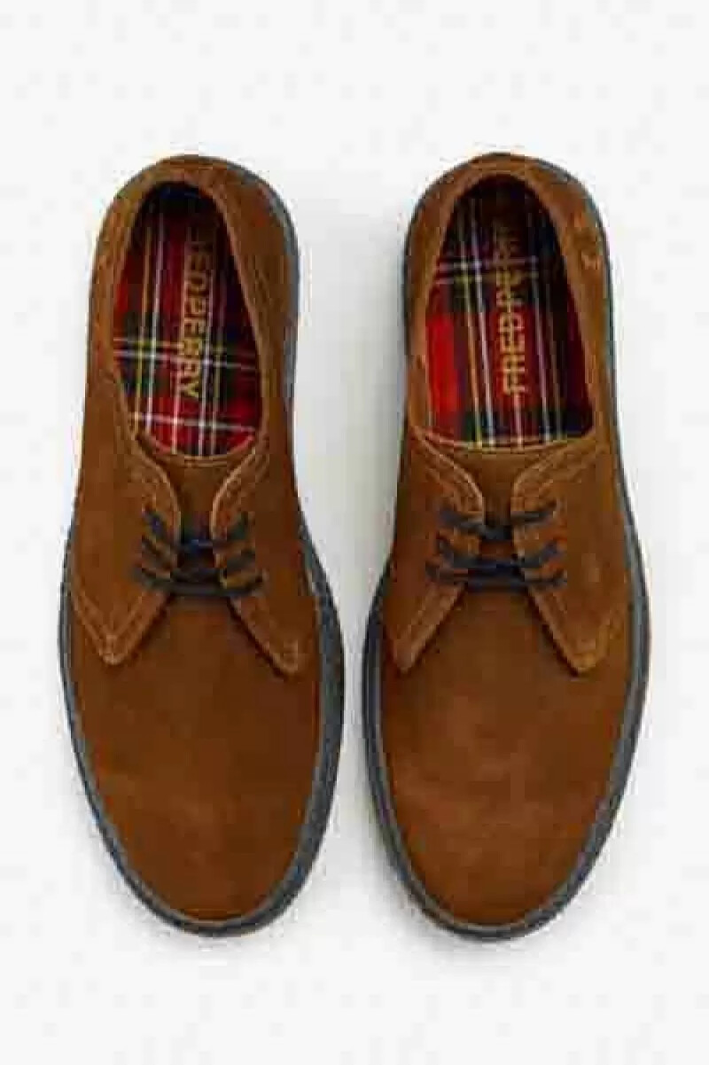 zapatillas de lona fred perry linden para hombre color rojo y marrón