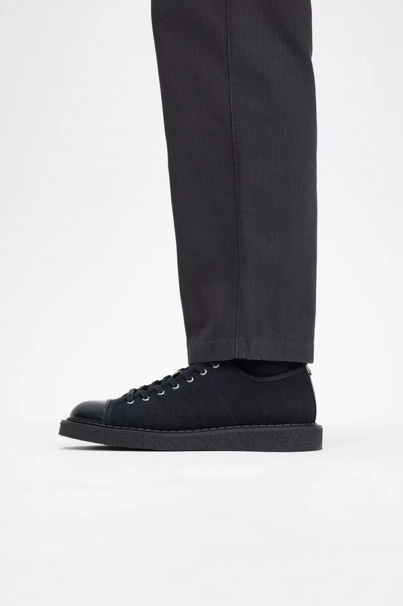 zapatillas de lona fred perry canvas monkey para hombre color negro