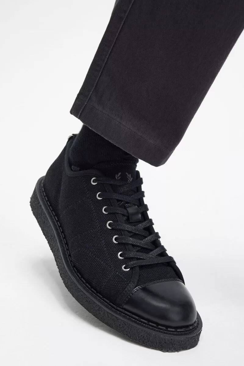 zapatillas de lona fred perry canvas monkey para hombre color negro
